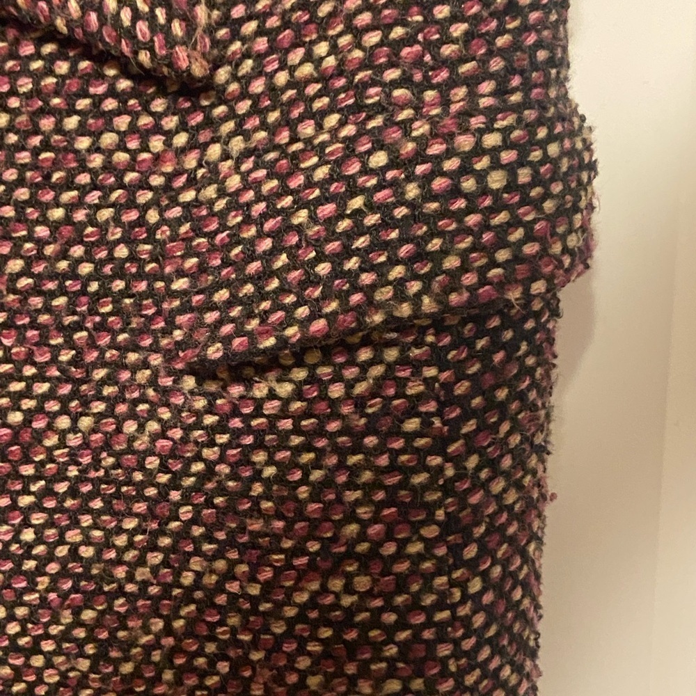 Vintage Wool-Blend Textured Longline Coat Built-in Scarf | Bouclé Sz 6 - Picture 10 of 13